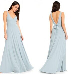 Show Me Your Mumu Jenn Maxi Dress Size XS Silver Sage Blue Formal Bridesmaid NWT